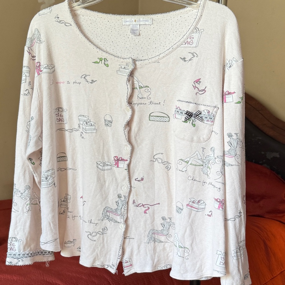 Carole Hochman White and Black Polka Dot Top